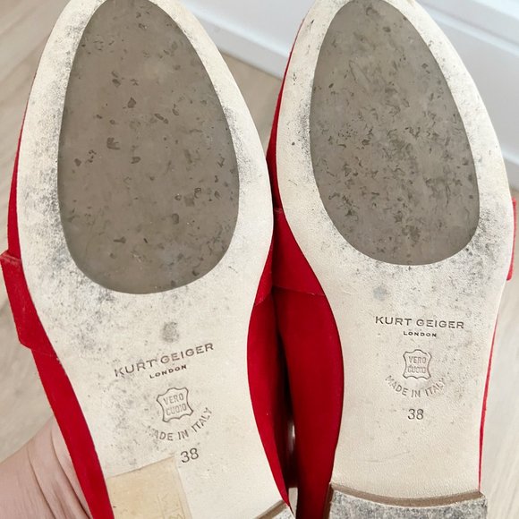 Kurt Geiger Kenner Red Buckle Suede Flats 38 - Picture 9 of 10